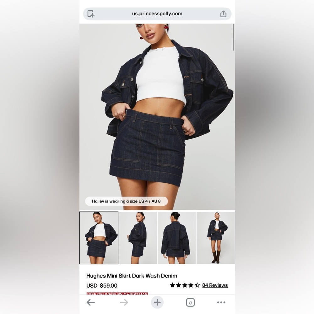 Princess Polly Hughes Dark Wash Denim Mini Skirt